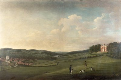 Mansion on a Hill Overlooking a Village by English School